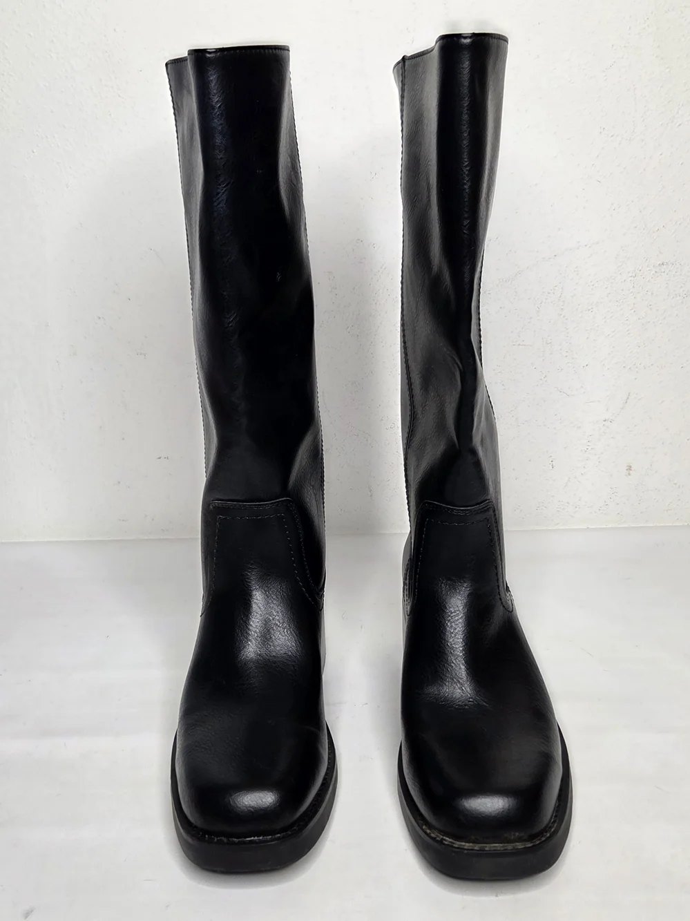 Frye and Co. Miranda 14 Boot Women 9M Stacked Heel Black Vegan Western Knee High - Picture 5 of 10